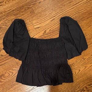Chic Black Puff Sleeve Blouse